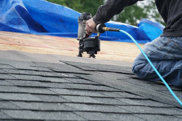 Roofing crew at work